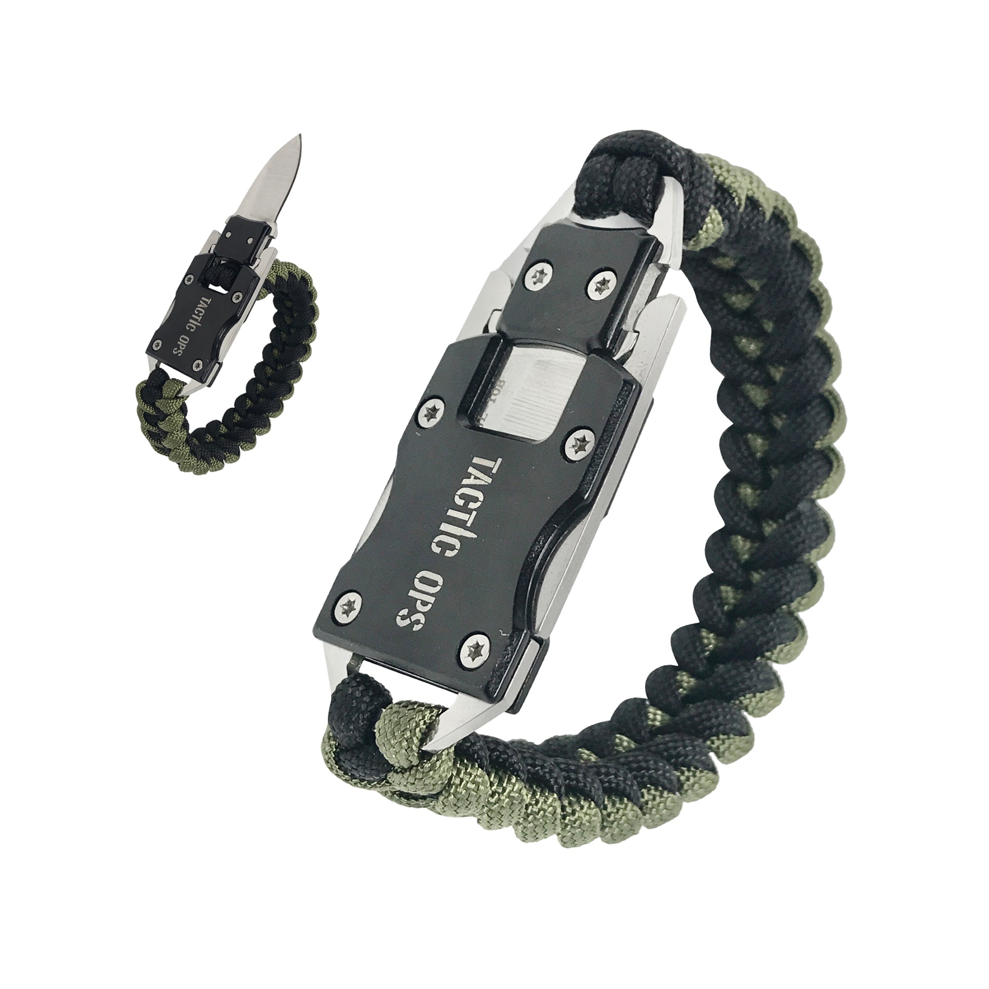 Tactical Paracord Stainless Steel Knife Bracelet (Army Green/Black