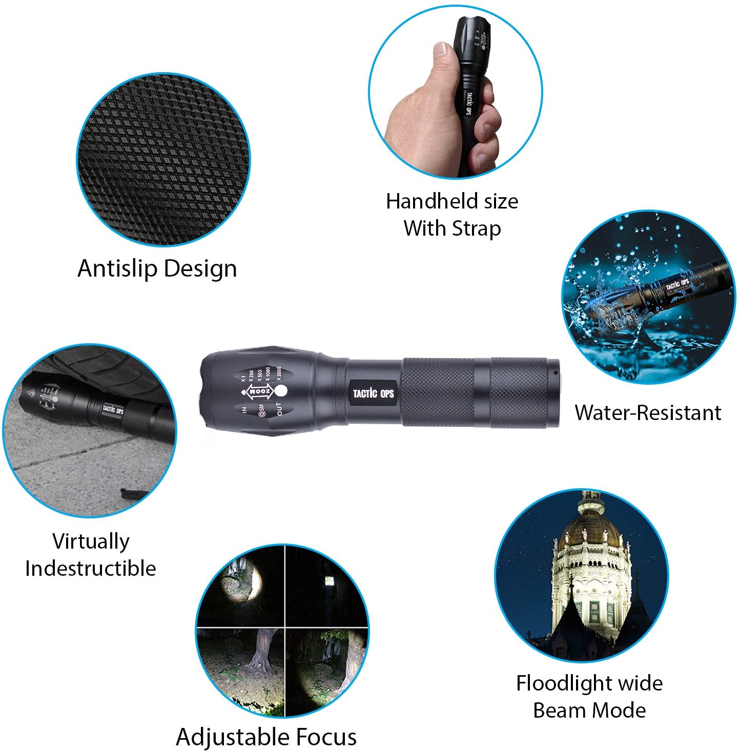 Tactical Rechargeable USB 1200 Luman Flashlight