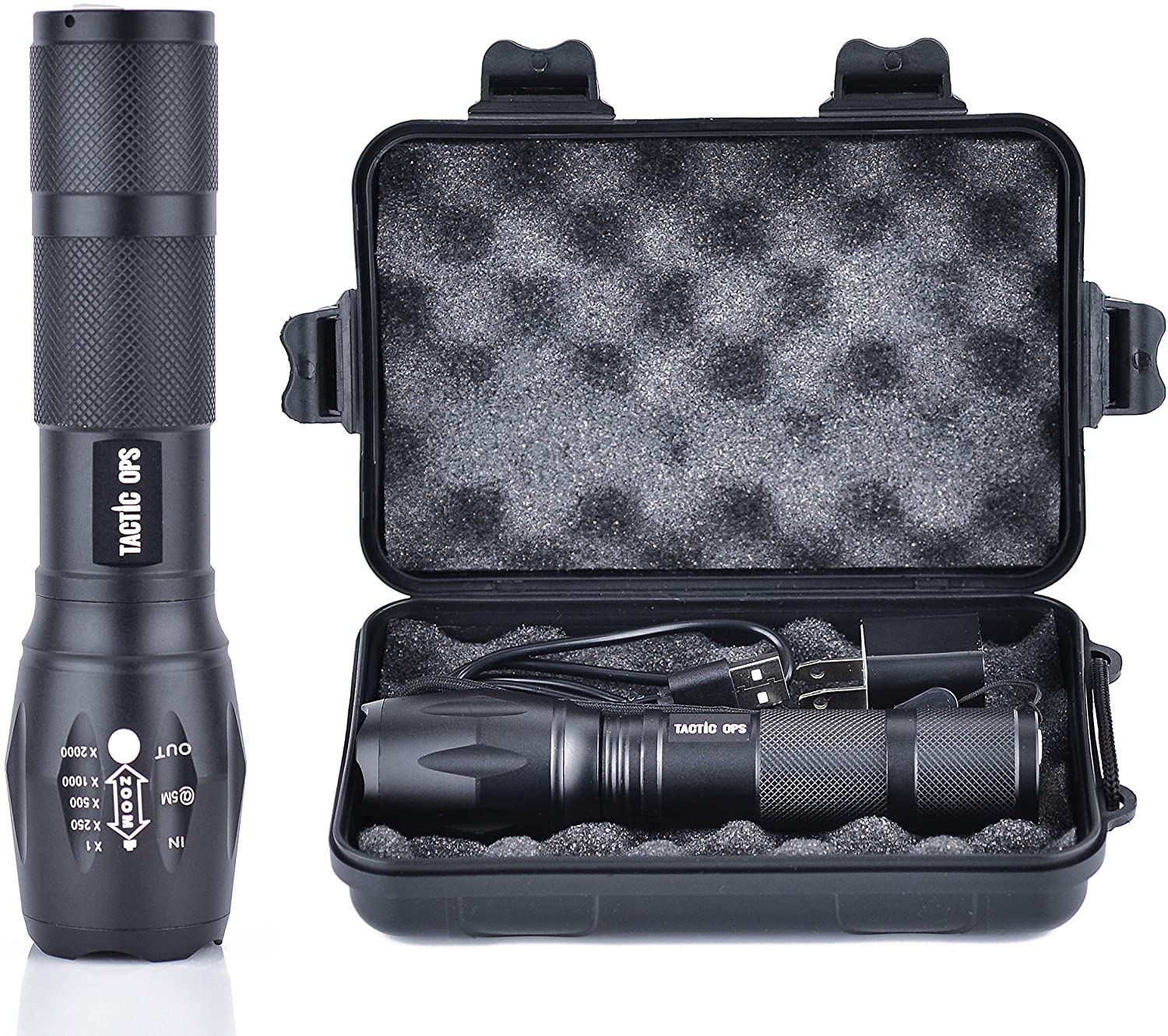 Tactical Rechargeable USB 1200 Luman Flashlight