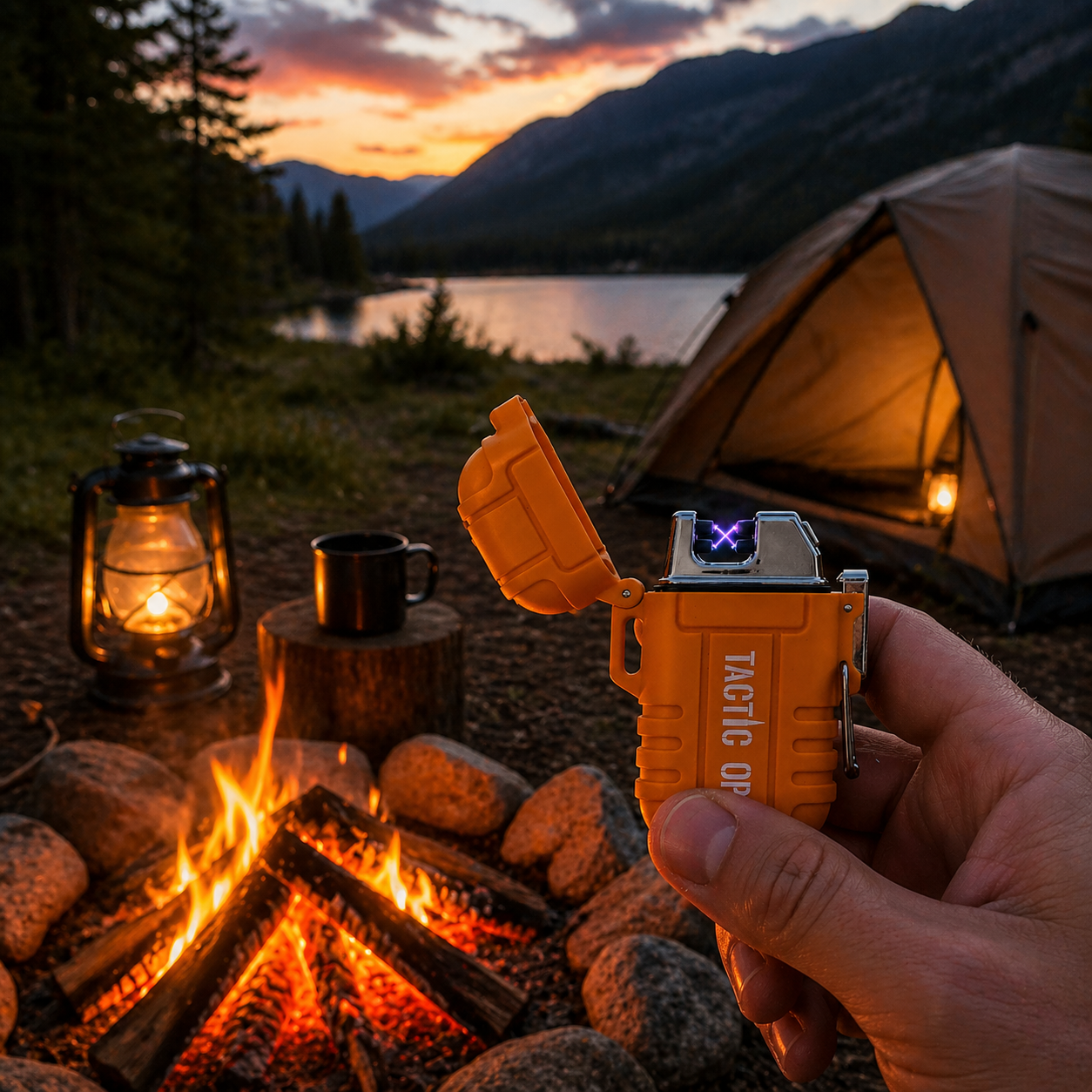 Rechargeable windproof & waterproof lighter (ORANGE)