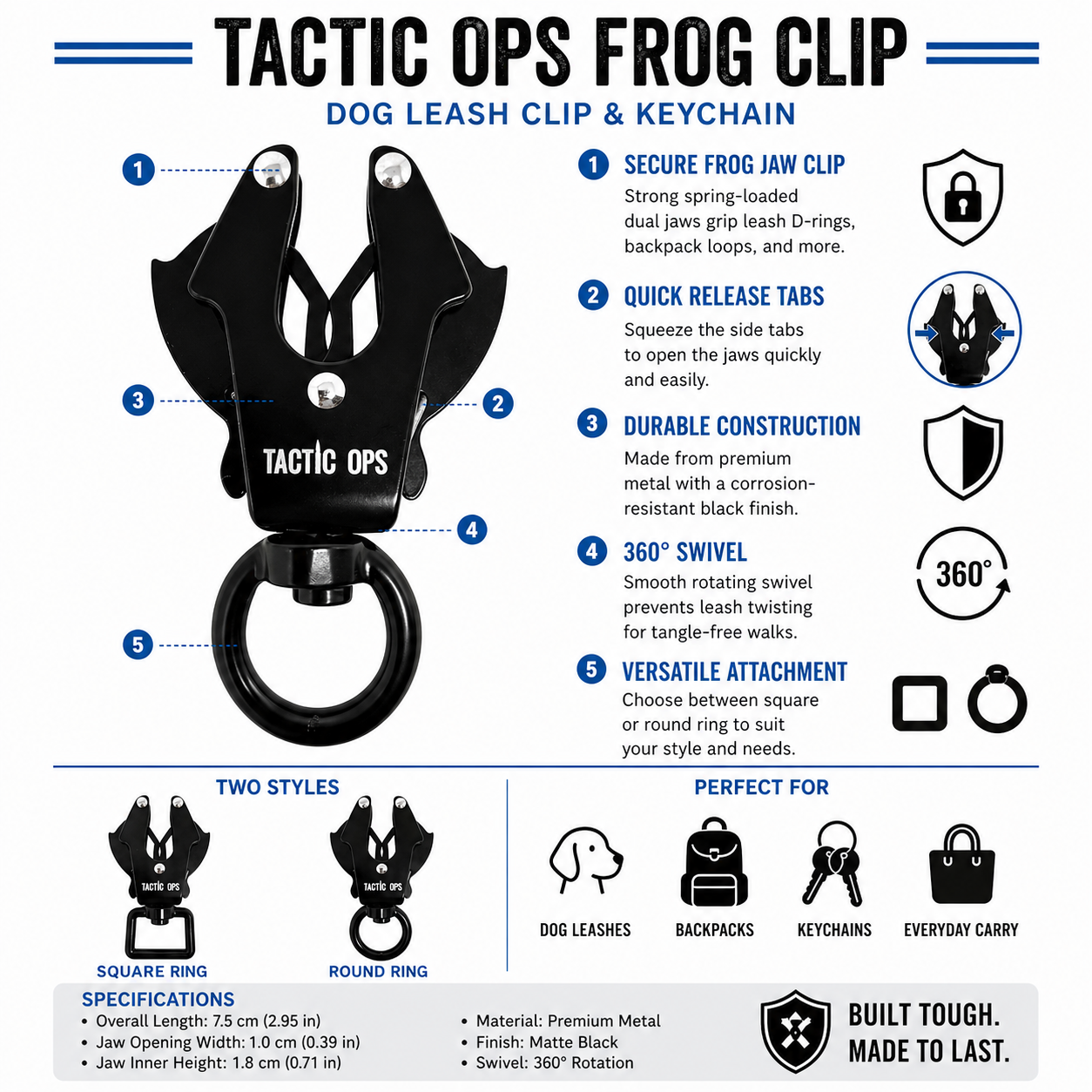 Frog Clip - Heavy Duty - Quick Release & Connect Keychain