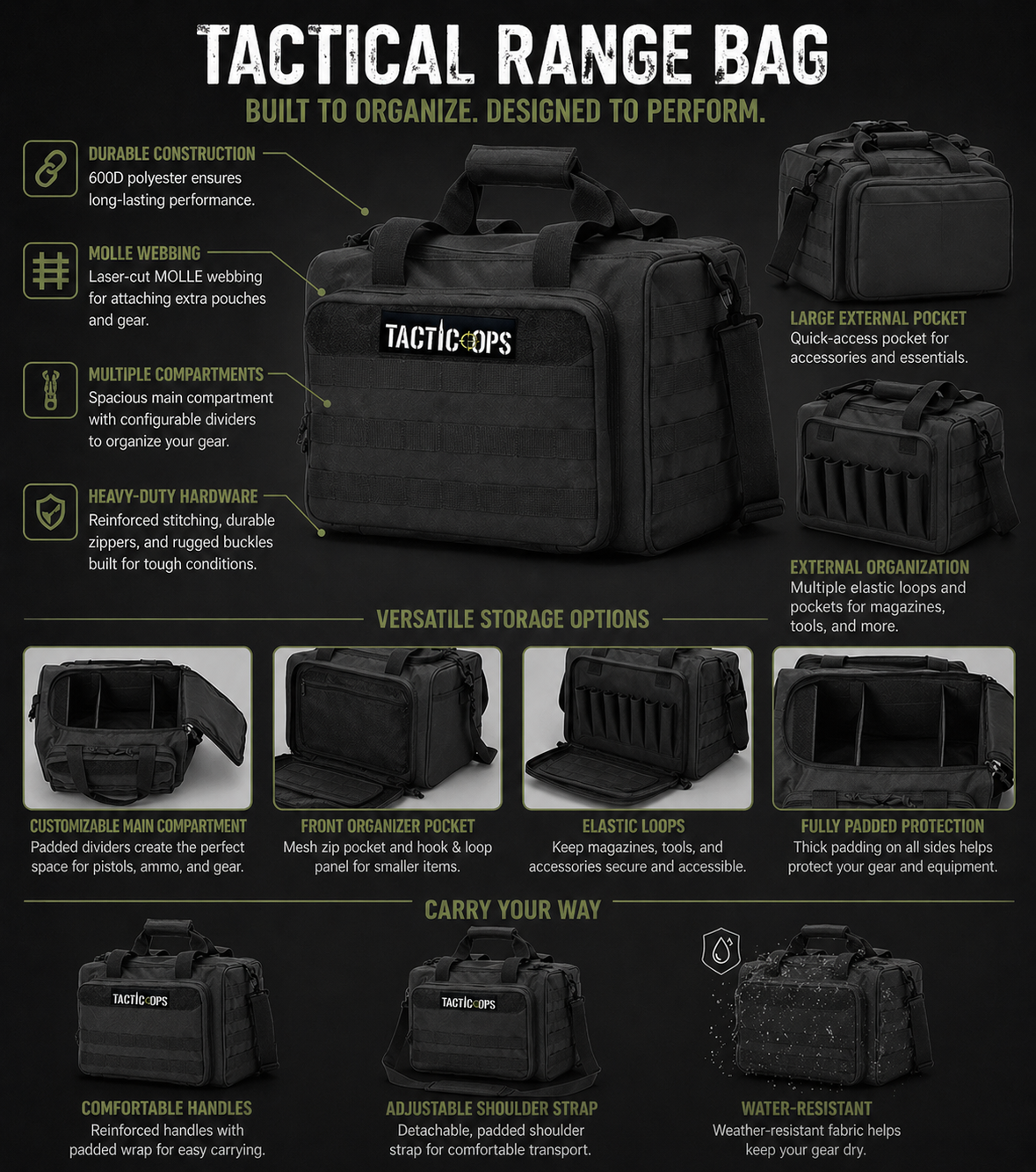 Tactic Ops Heavy Duty Gun Range Pistol Bag