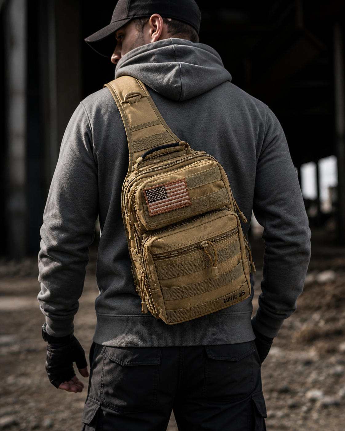 Tactical Military Sling Bag - Range Bag (Beige)