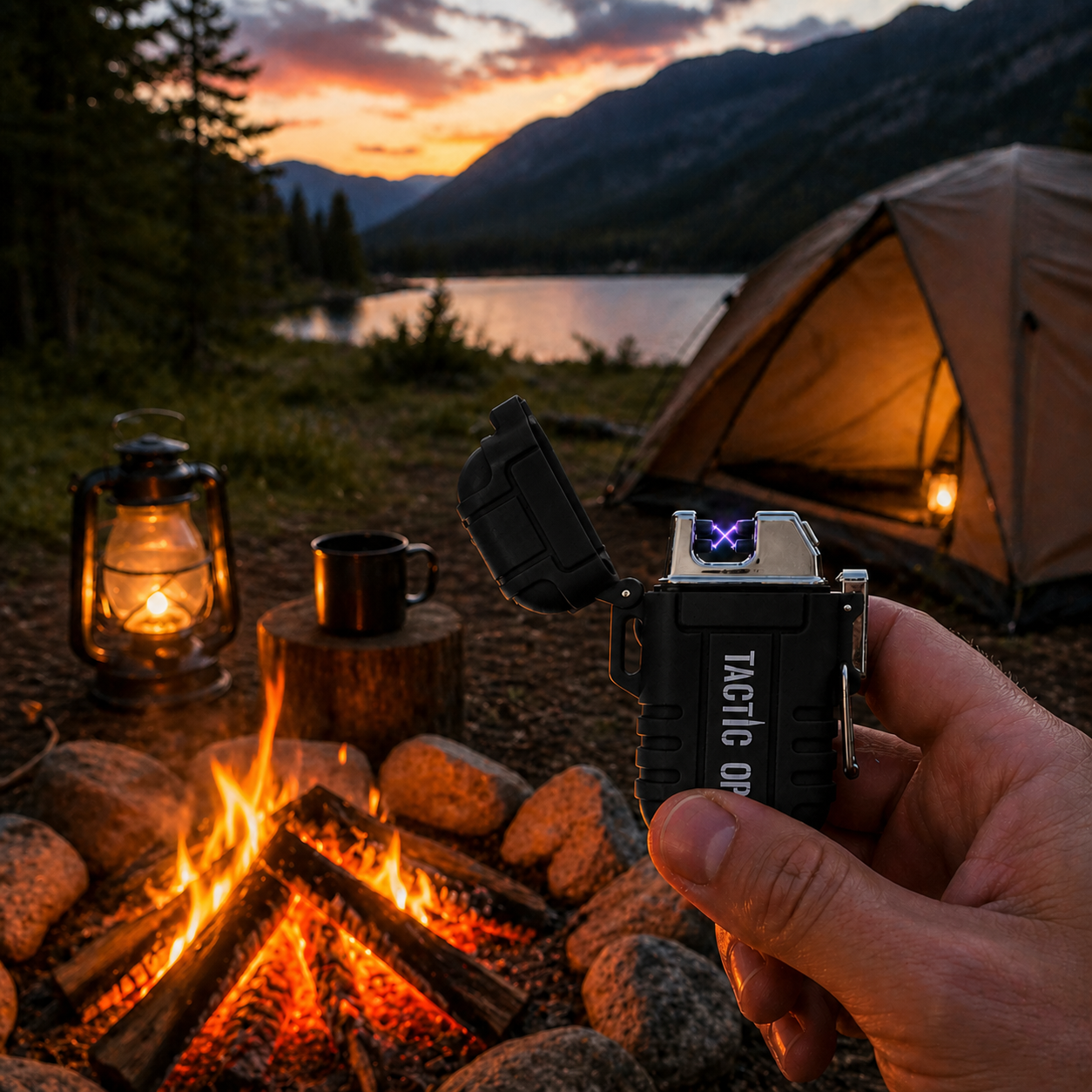 Rechargeable windproof & waterproof lighter (BLACK)