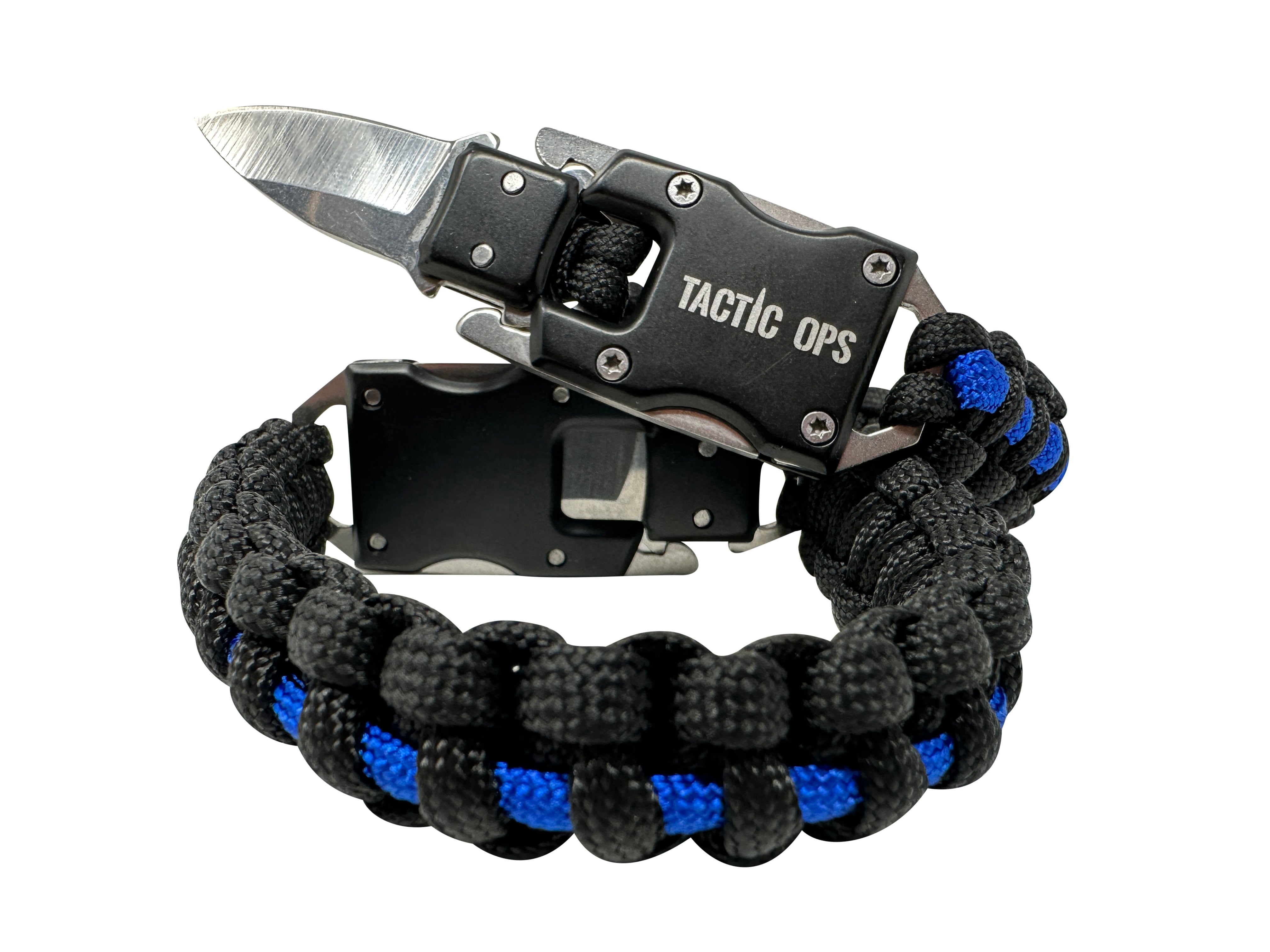 Tactical Paracord Tactical Knife Bracelet Law Enforcement Edition (Blue & Black)